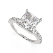 Lavinia Princess Cut Side Stone 4 Prong Engagement Ring Setting - Nivetta